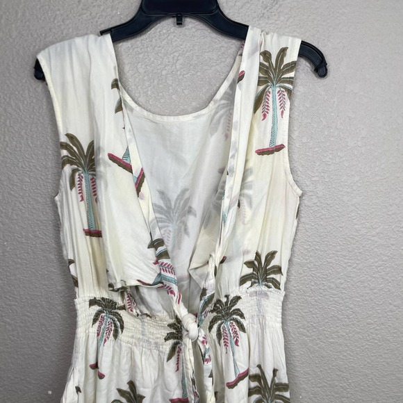 Roller Rabbit Large Morjim Palm Emanelle Jumpsuit White 100% Cotton Sleeveless - Picture 7 of 11